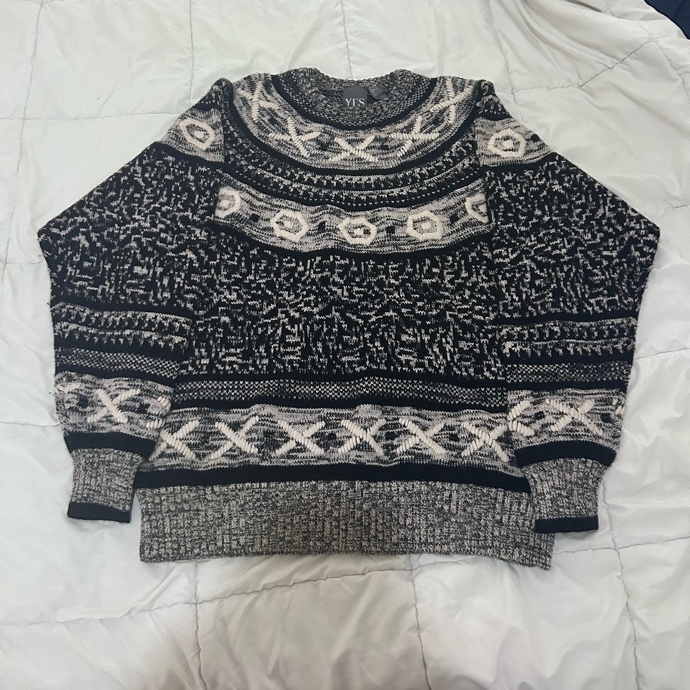 Vintage 80s Chunky Knit Sweater Wool YES Mens Size XL Grandpa Nordic Fair Isle